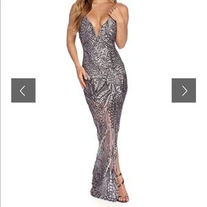 FIONA HIGH SLIT FORMAL SEQUIN DRESS